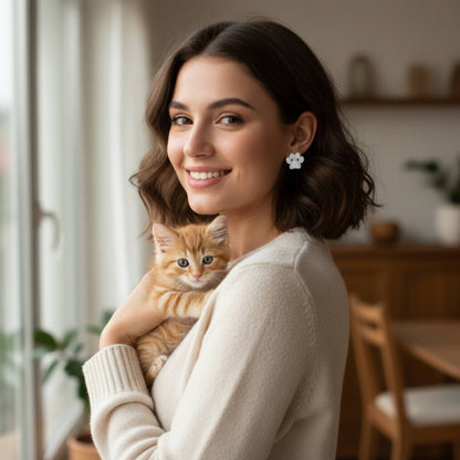 Game Day Paw Shaped Cubic Zirconia Stud Earrings - ZumBuys