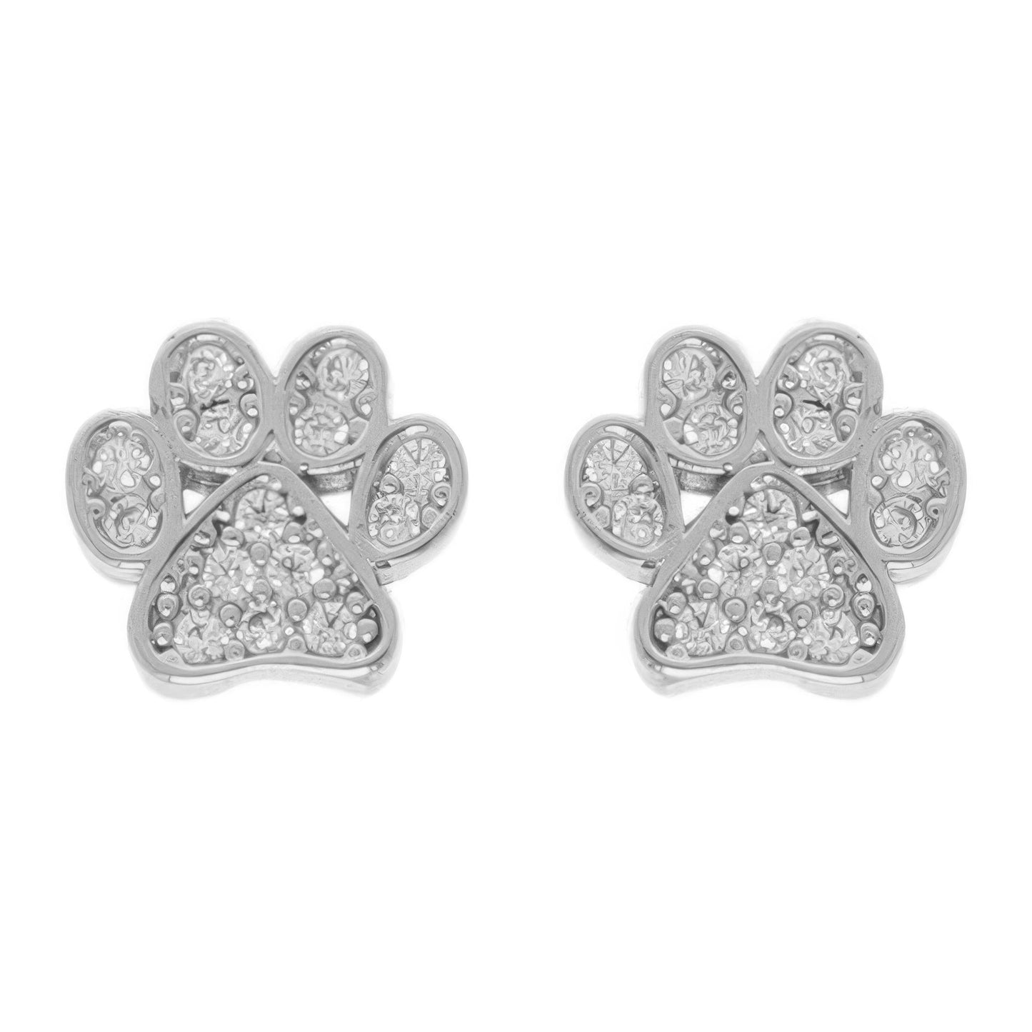 Game Day Paw Shaped Cubic Zirconia Stud Earrings - ZumBuys