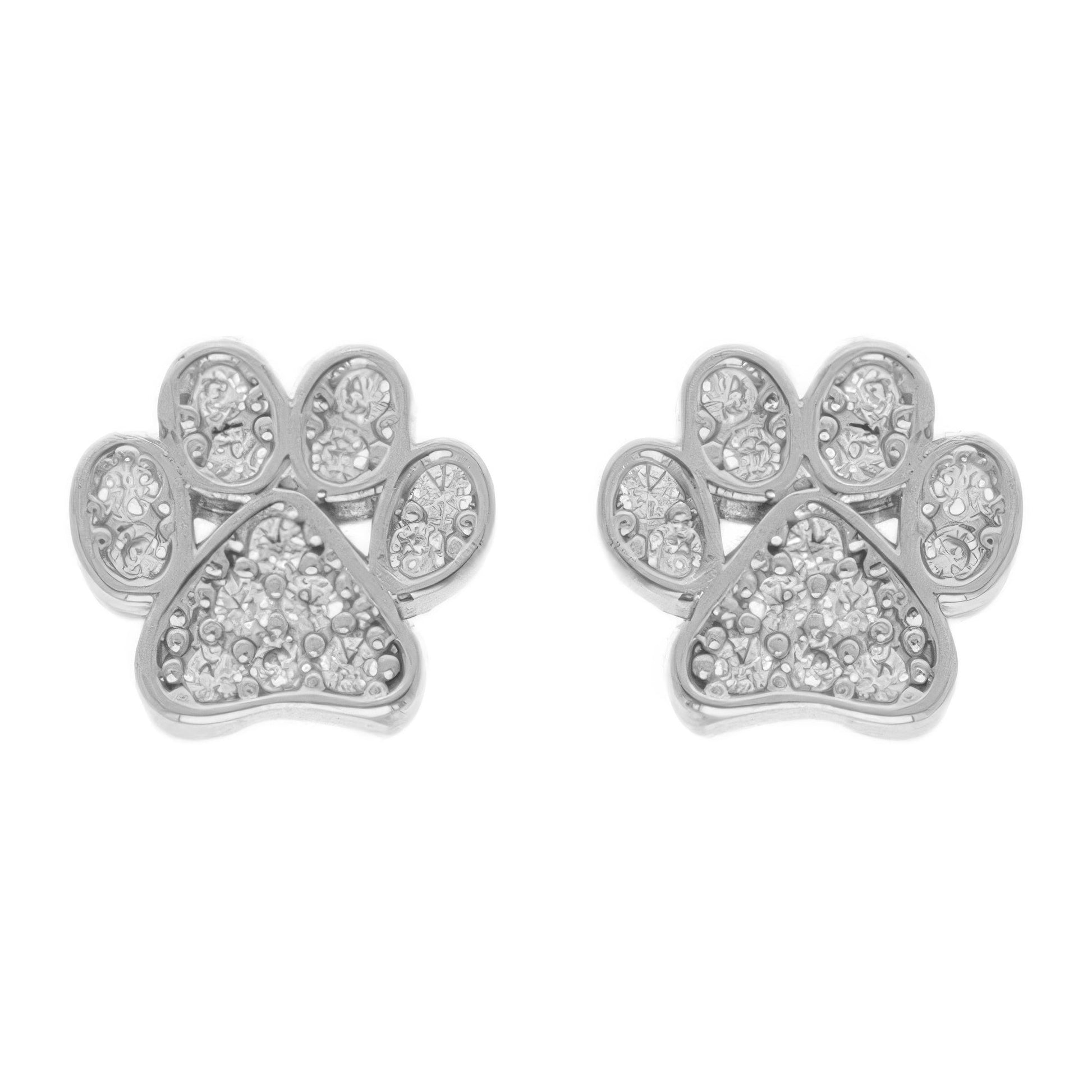 Game Day Paw Shaped Cubic Zirconia Stud Earrings - ZumBuys
