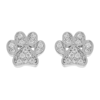 Game Day Paw Shaped Cubic Zirconia Stud Earrings - ZumBuys