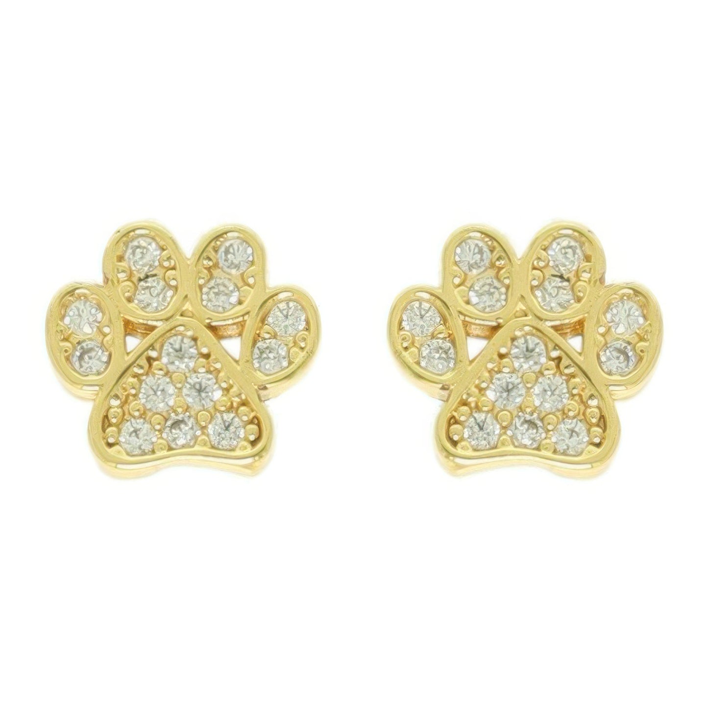 Game Day Paw Shaped Cubic Zirconia Stud Earrings - ZumBuys