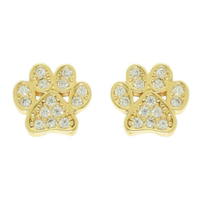 Game Day Paw Shaped Cubic Zirconia Stud Earrings - ZumBuys