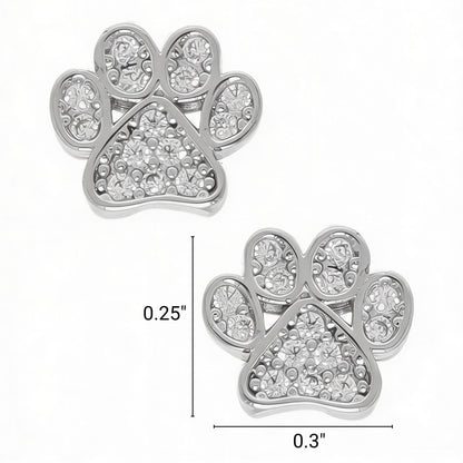 Game Day Paw Shaped Cubic Zirconia Stud Earrings - ZumBuys