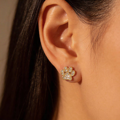 Game Day Paw Shaped Cubic Zirconia Stud Earrings - ZumBuys