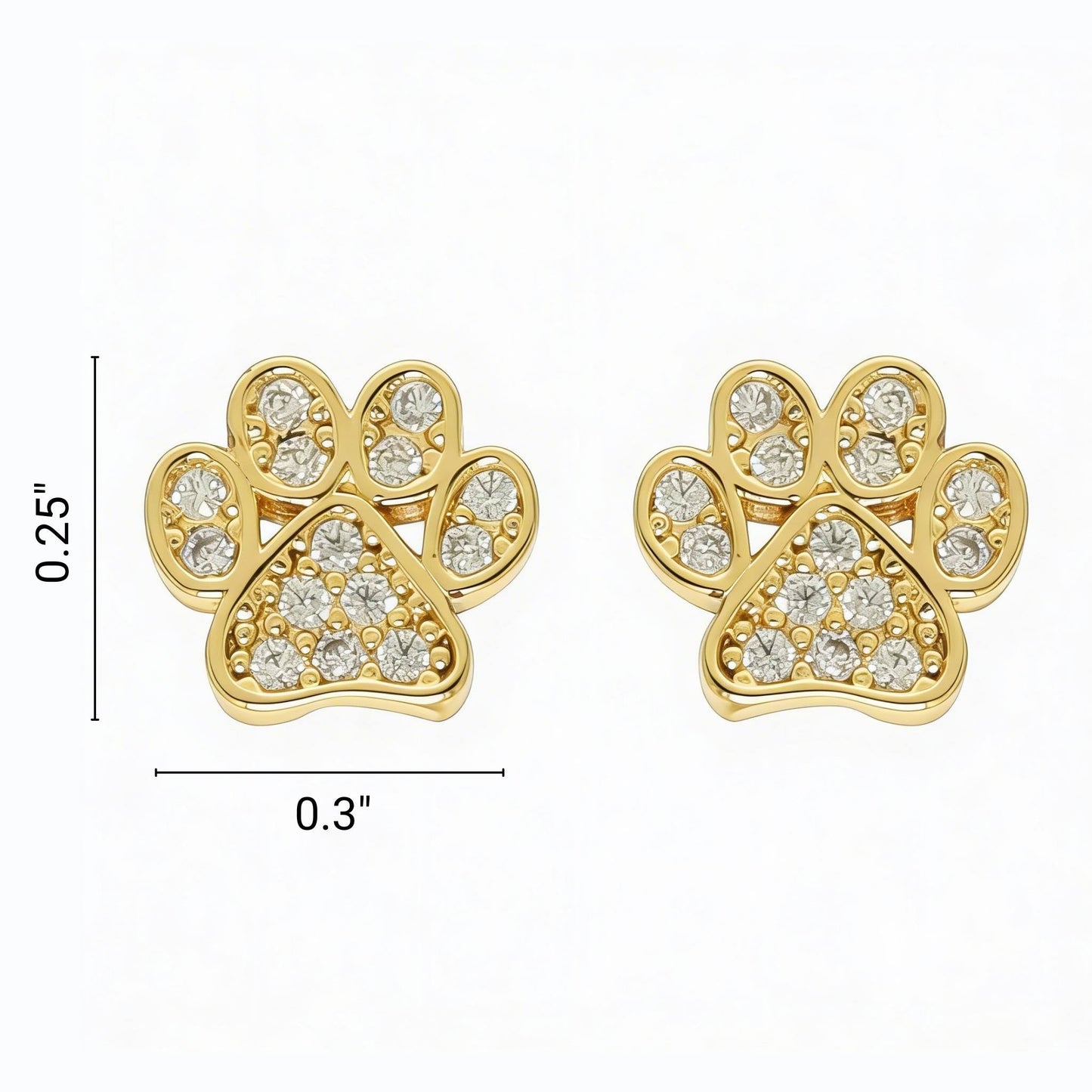 Game Day Paw Shaped Cubic Zirconia Stud Earrings - ZumBuys