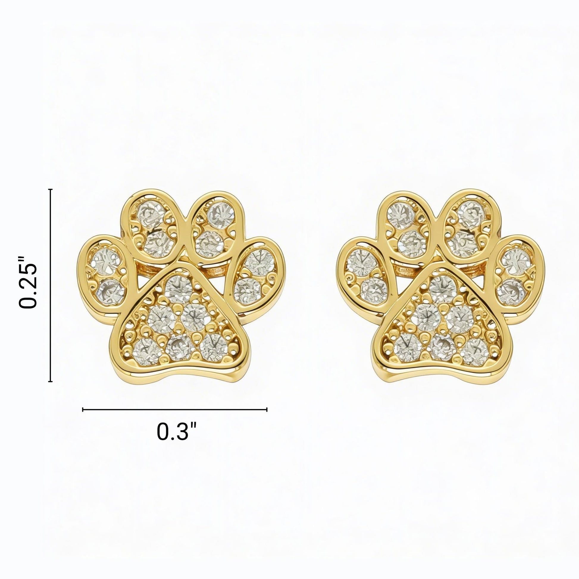 Game Day Paw Shaped Cubic Zirconia Stud Earrings - ZumBuys
