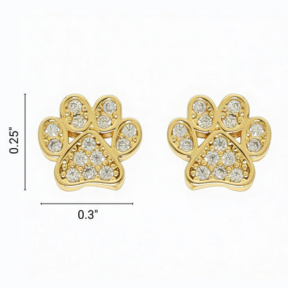 Game Day Paw Shaped Cubic Zirconia Stud Earrings - ZumBuys