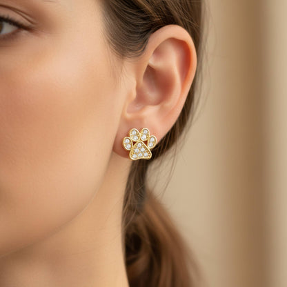 Game Day Paw Shaped Cubic Zirconia Stud Earrings - ZumBuys