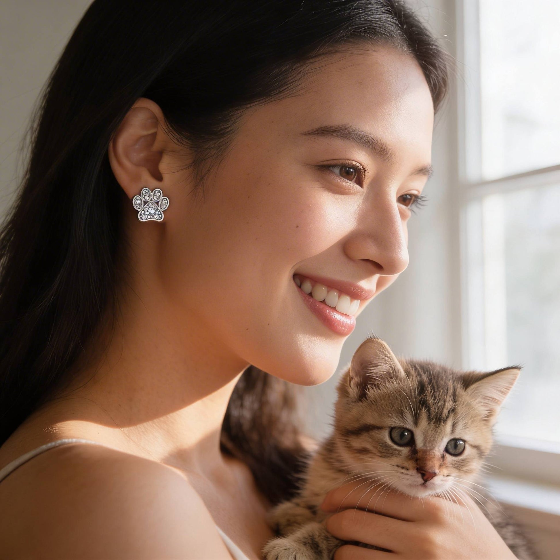 Game Day Paw Shaped Cubic Zirconia Stud Earrings - ZumBuys