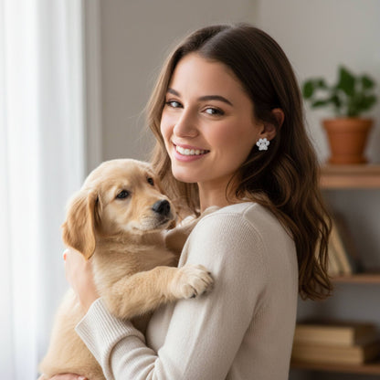 Game Day Paw Shaped Cubic Zirconia Stud Earrings - ZumBuys