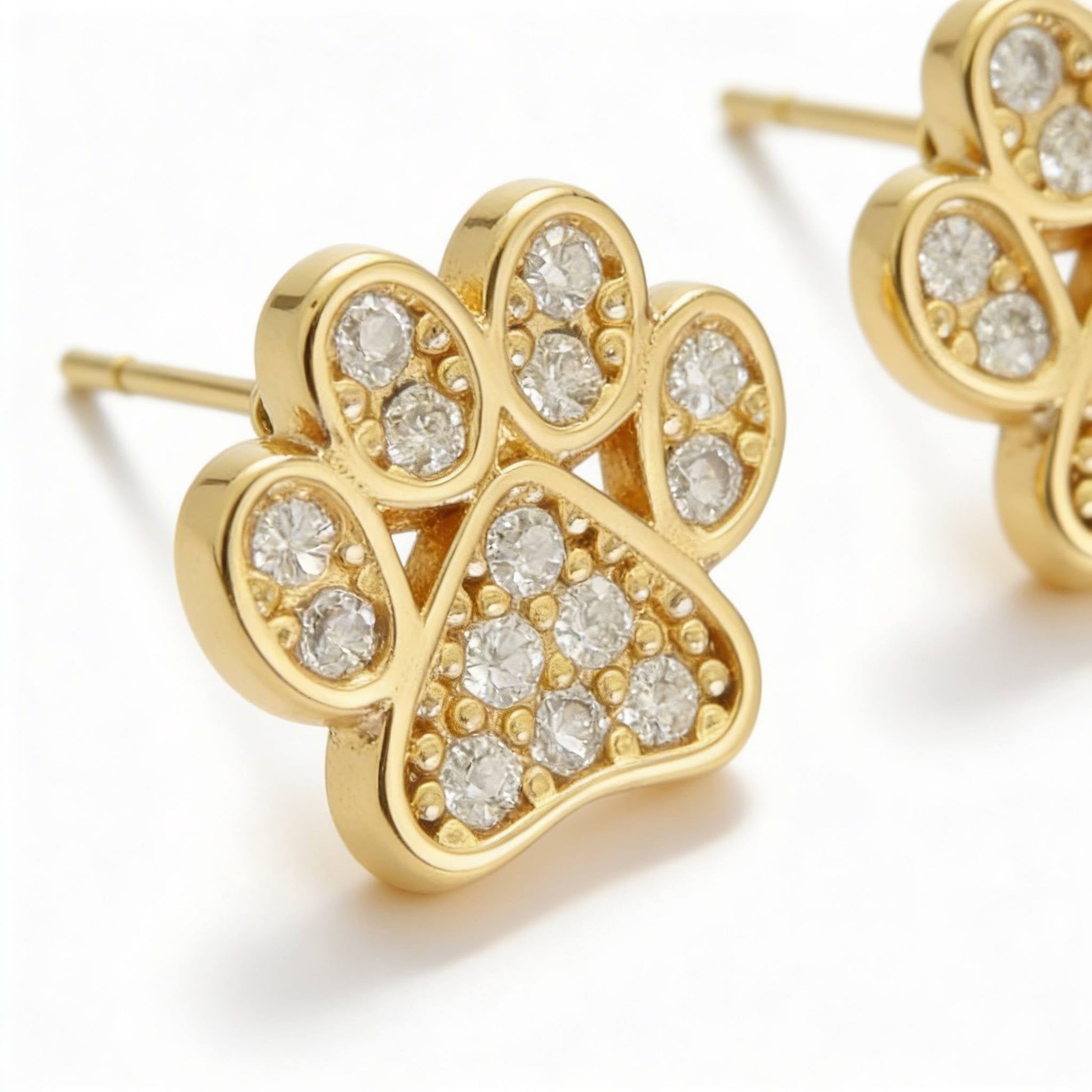 Game Day Paw Shaped Cubic Zirconia Stud Earrings - ZumBuys