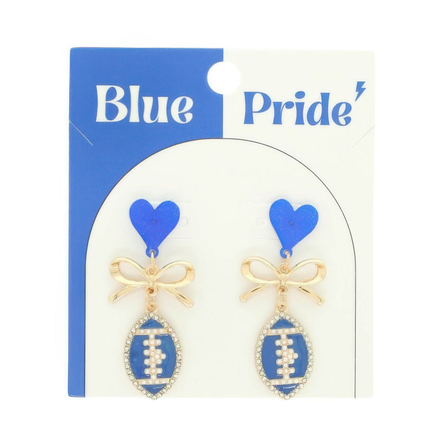 Gameday Heart Bow Football Drop Earrings - ZumBuys