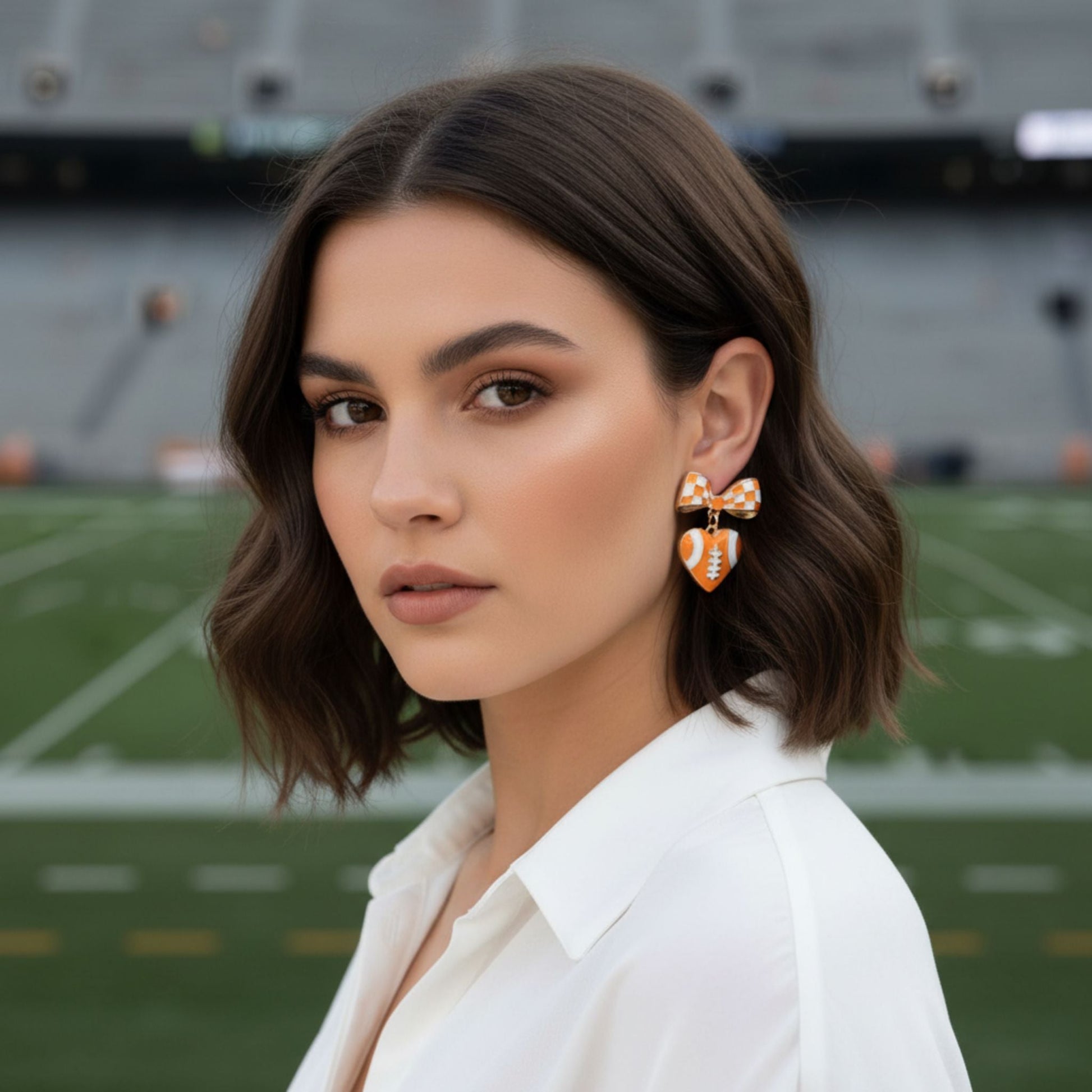 Gameday Heart Football Drop Earrings - ZumBuys