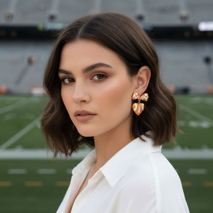 Gameday Heart Football Drop Earrings - ZumBuys