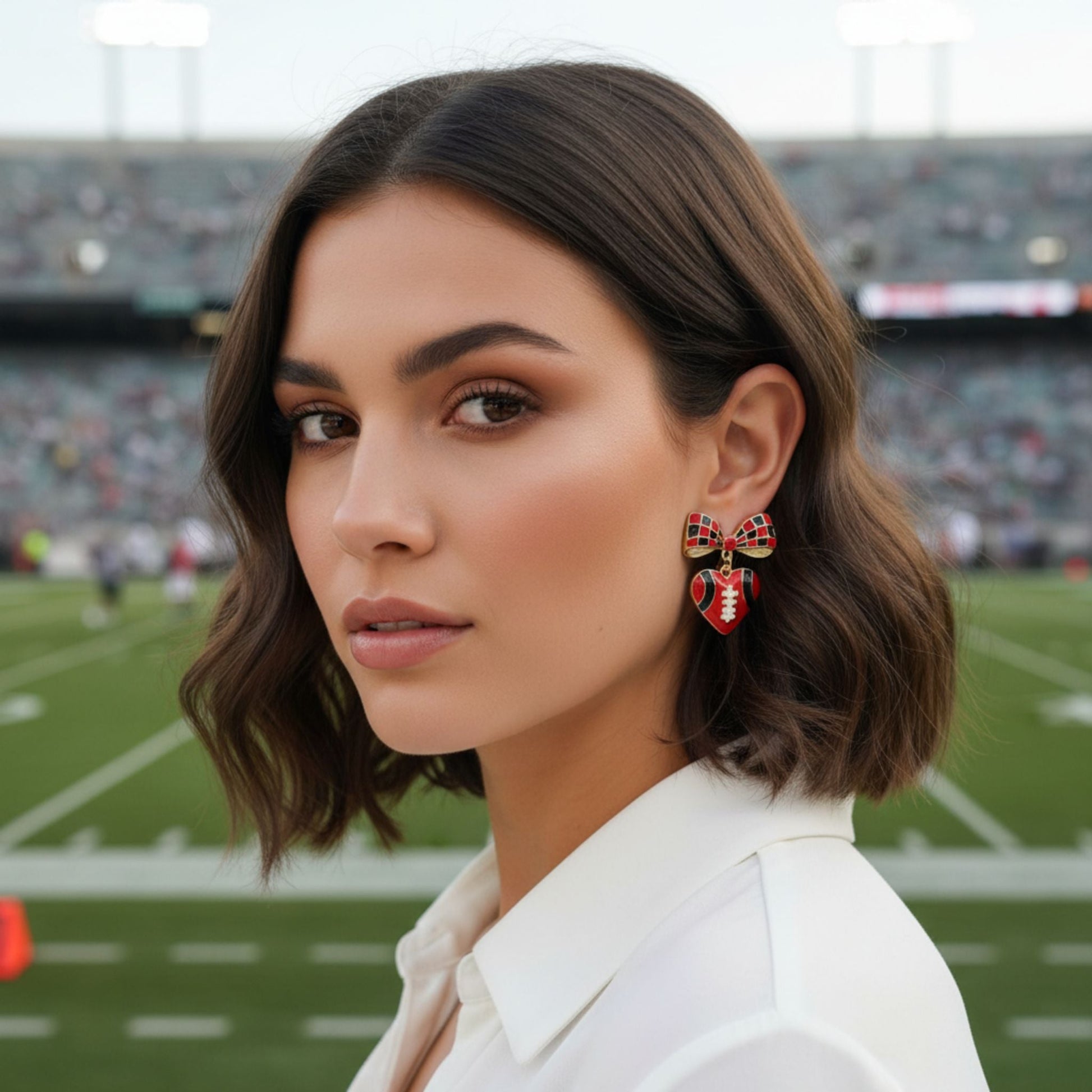 Gameday Heart Football Drop Earrings - ZumBuys