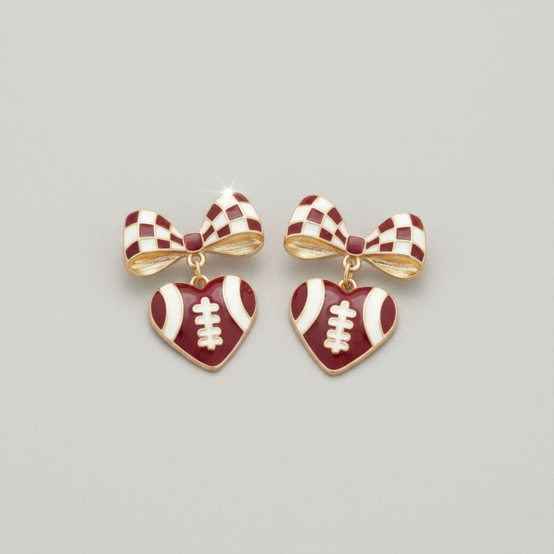 Gameday Heart Football Drop Earrings - ZumBuys