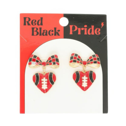 Gameday Heart Football Drop Earrings - ZumBuys