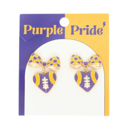Gameday Heart Football Drop Earrings - ZumBuys