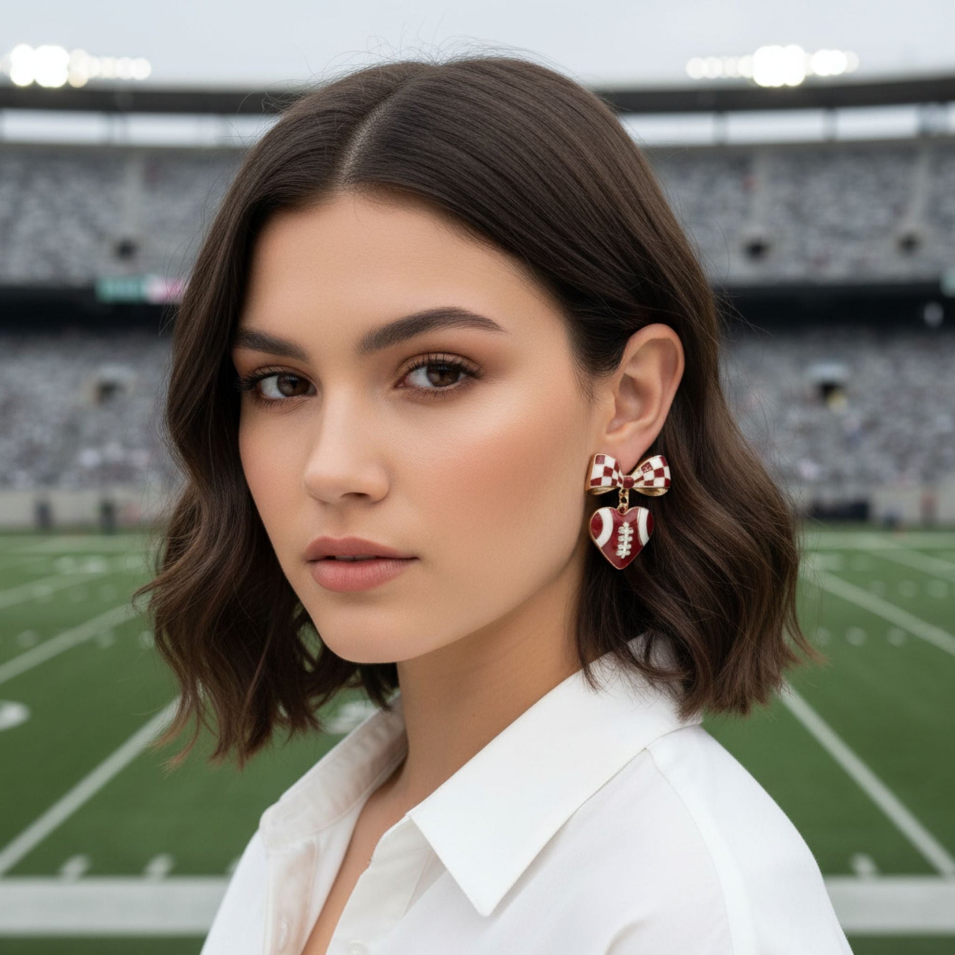 Gameday Heart Football Drop Earrings - ZumBuys