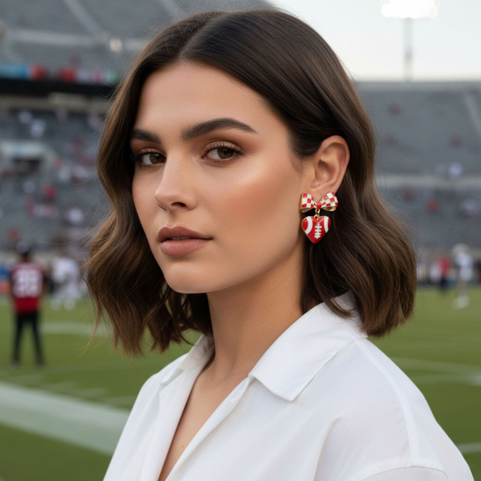 Gameday Heart Football Drop Earrings - ZumBuys