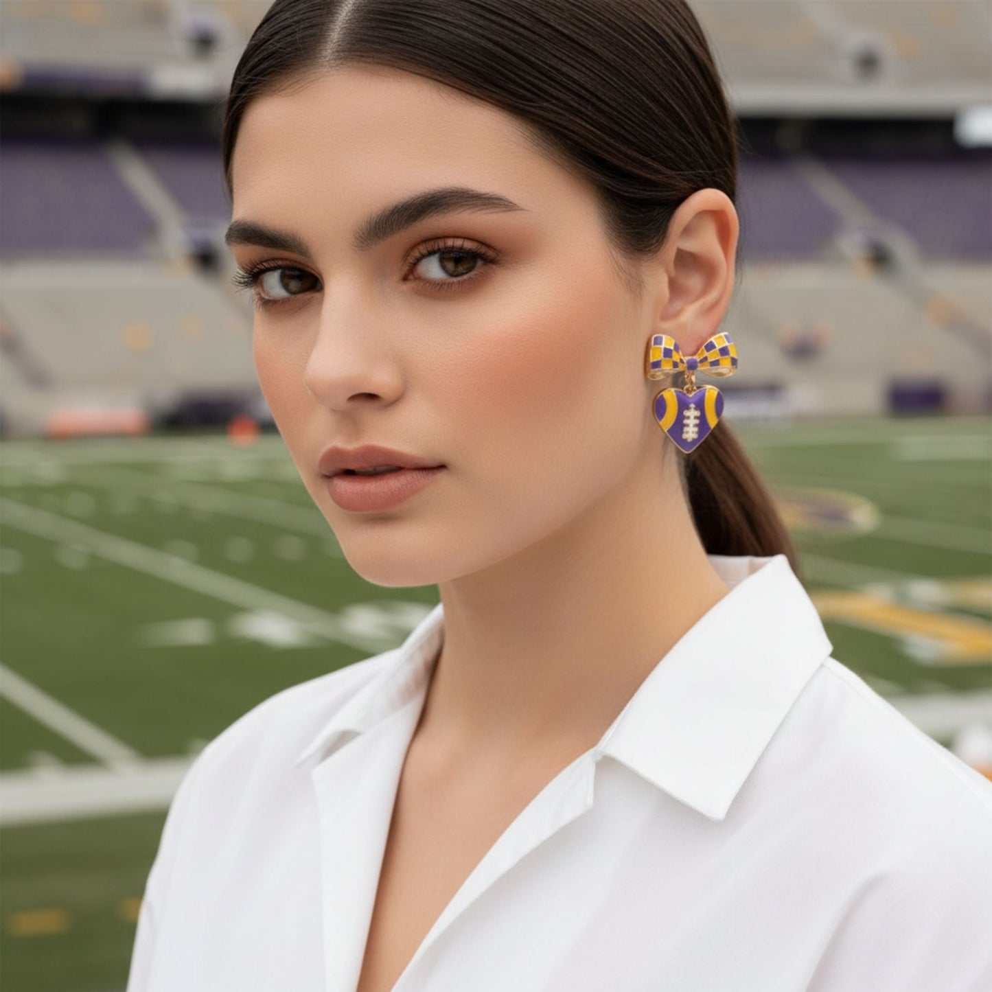 Gameday Heart Football Drop Earrings - ZumBuys