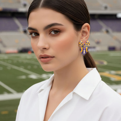 Gameday Heart Football Drop Earrings - ZumBuys