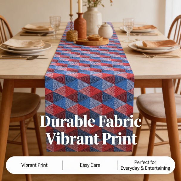 Geo Americana Table Runner | Patriotic Geometric Table Décor - ZumBuys