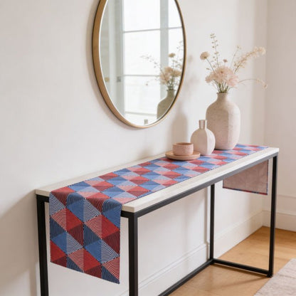 Geo Americana Table Runner | Patriotic Geometric Table Décor - ZumBuys