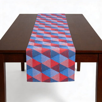 Geo Americana Table Runner | Patriotic Geometric Table Décor - ZumBuys