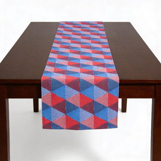 Geo Americana Table Runner | Patriotic Geometric Table Décor - ZumBuys