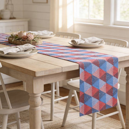 Geo Americana Table Runner | Patriotic Geometric Table Décor - ZumBuys