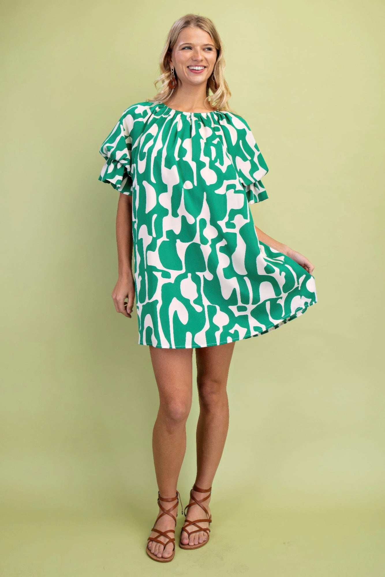 Geometric Mini Dress for Women | Balloon Sleeve Casual Style ZumBuys Geometric Mini Dress for Women | Balloon Sleeve Casual Style ZumBuys