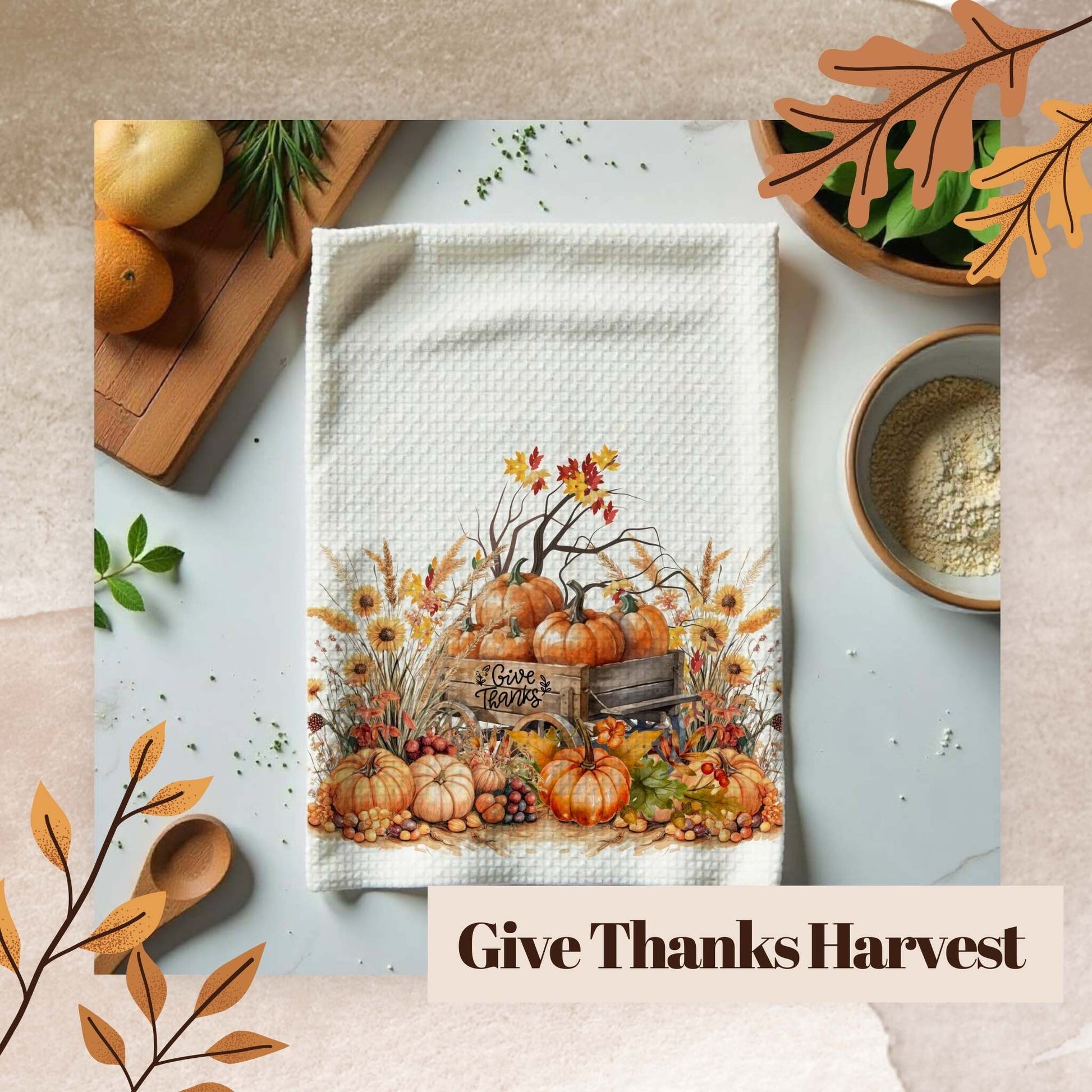 Give Thanks Harvest Dish Towels - ZumBuys