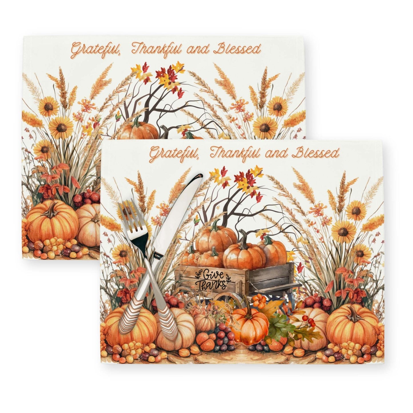 Give Thanks Harvest Placemat, 2pc - ZumBuys