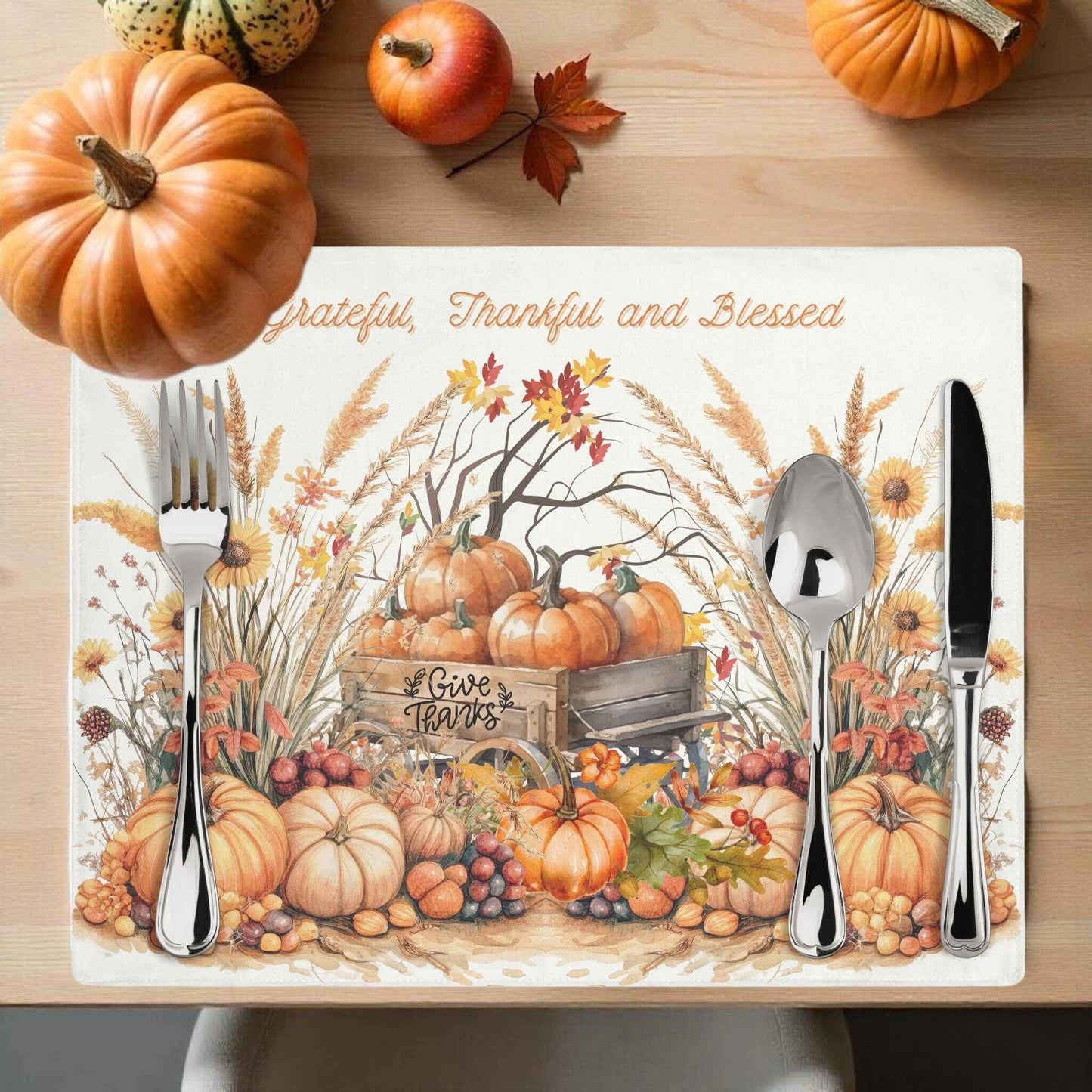 Give Thanks Harvest Placemat, 2pc - ZumBuys