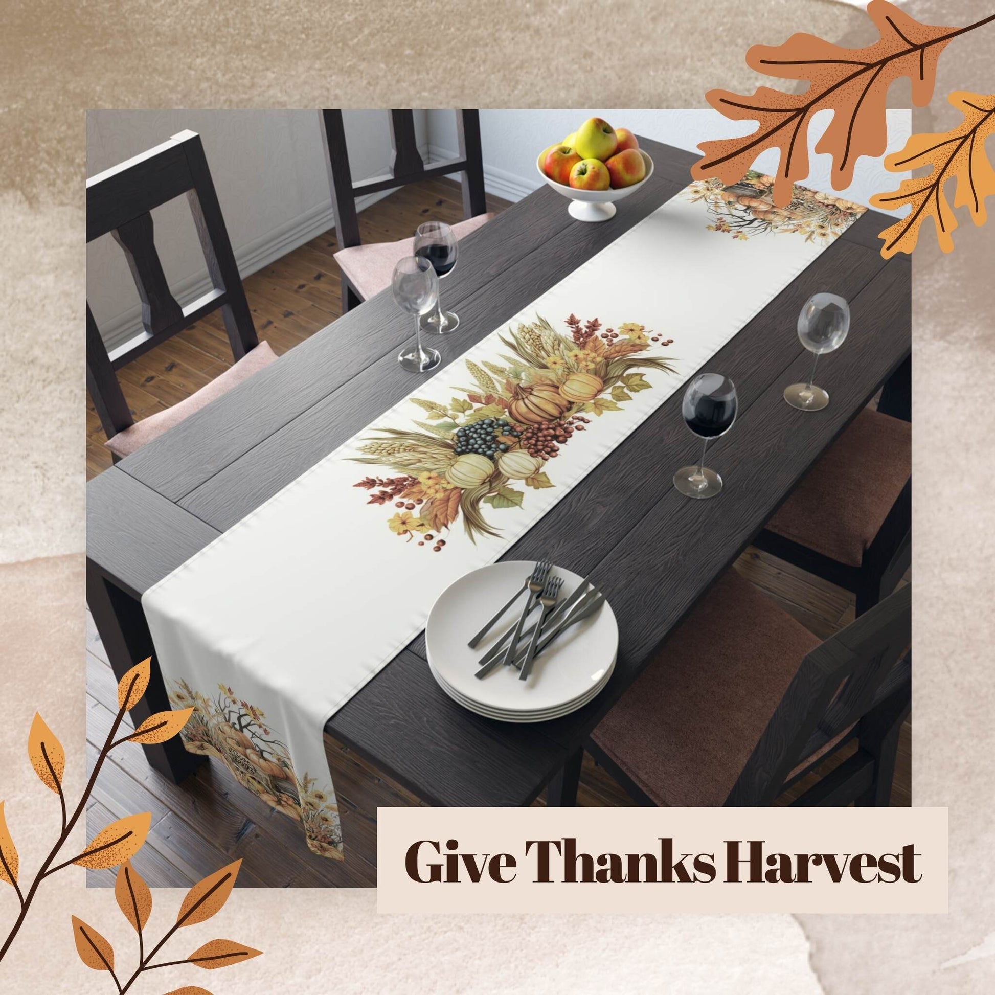 Give Thanks Harvest Table Runner (Cotton, Poly) - ZumBuys