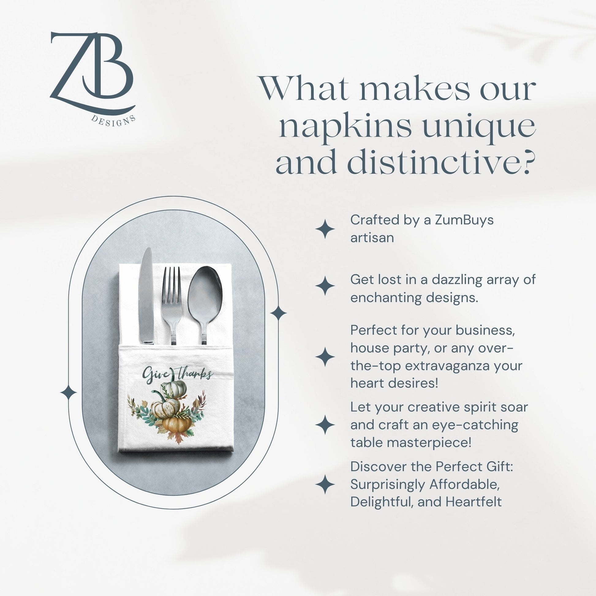 Give Thanks Pumpkin Cloth Napkin Set of 4 - ZumBuys