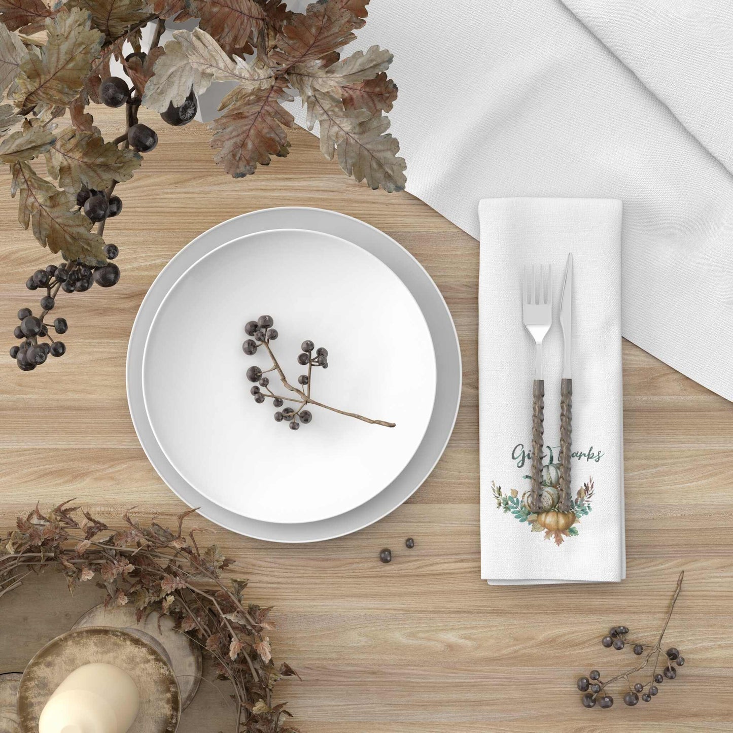 Give Thanks Pumpkin Cloth Napkin Set of 4 - ZumBuys