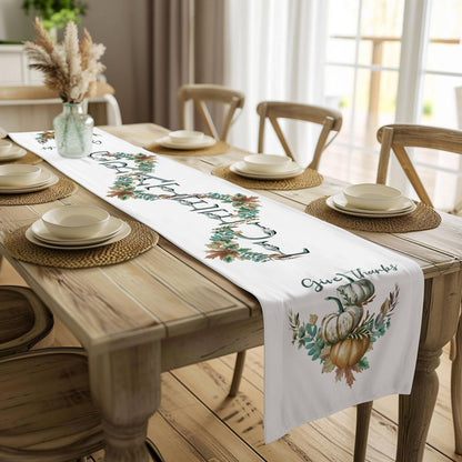 Give Thanks Pumpkin Table Runner (Cotton, Poly) - ZumBuys