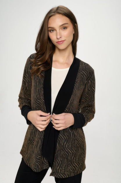 Glitter Nylon Long Sleeve Contrast Jacket - ZumBuys