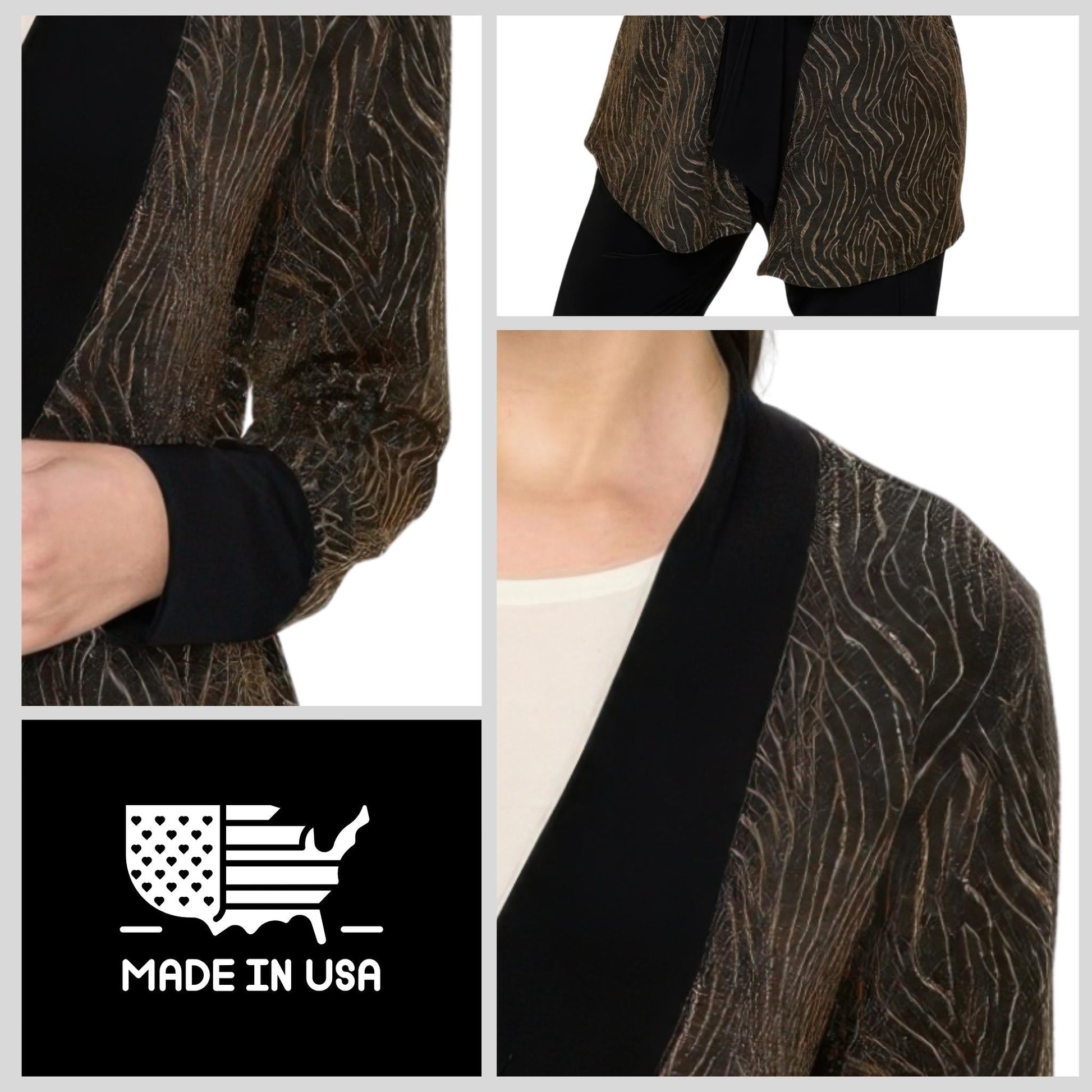 Glitter Nylon Long Sleeve Contrast Jacket - ZumBuys