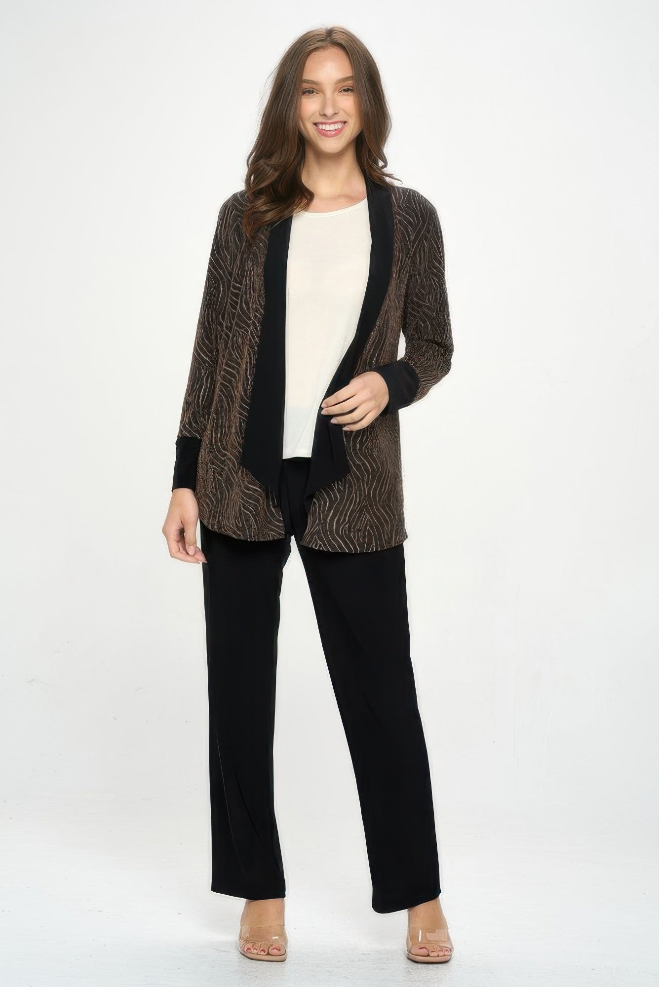 Glitter Nylon Long Sleeve Contrast Jacket - ZumBuys