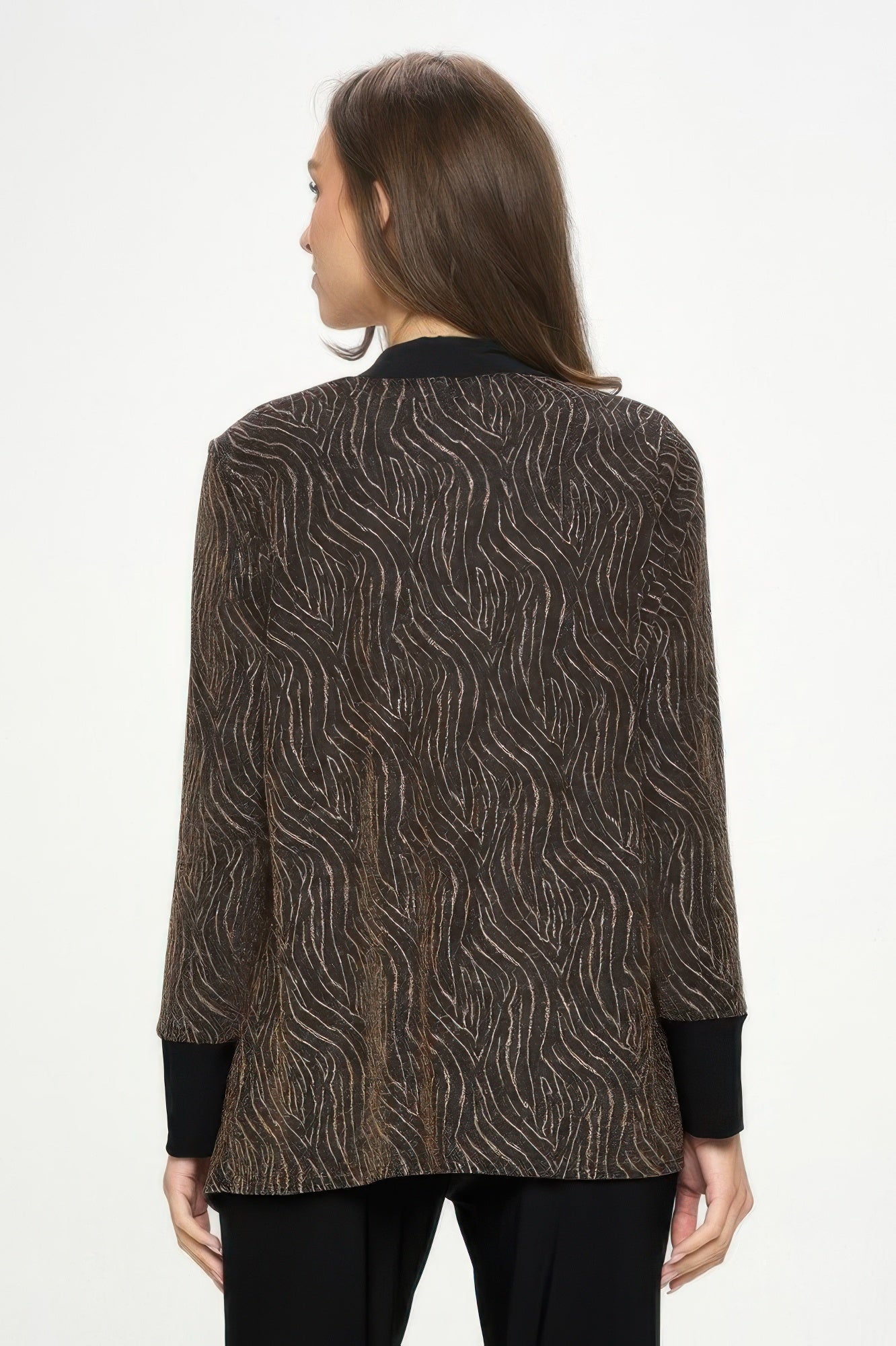 Glitter Nylon Long Sleeve Contrast Jacket - ZumBuys