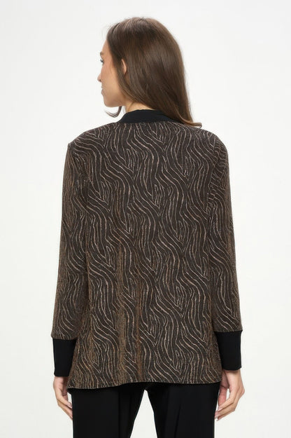 Glitter Nylon Long Sleeve Contrast Jacket - ZumBuys