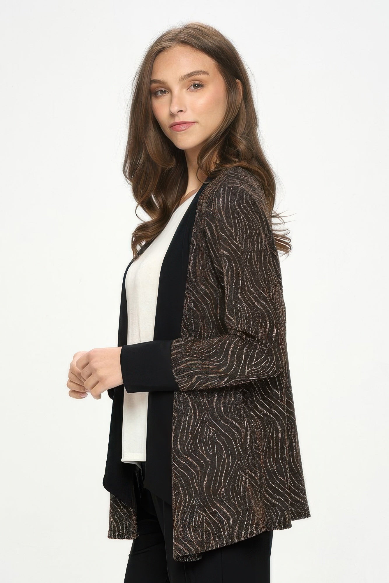 Glitter Nylon Long Sleeve Contrast Jacket - ZumBuys