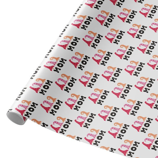 Gnome Mom Wrapping Paper Roll – Cute Mother’s Day Gift Wrap, Pink Gnome Gift Wrap for Mom, Matte or Glossy Finish - ZumBuys