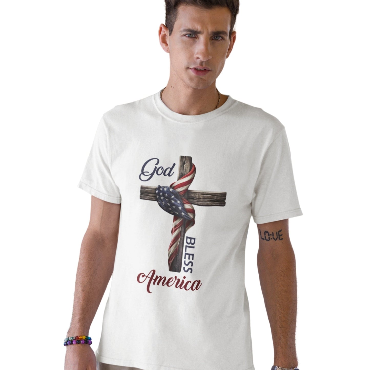 God Bless America Men's Heavy Cotton Tee - ZumBuys