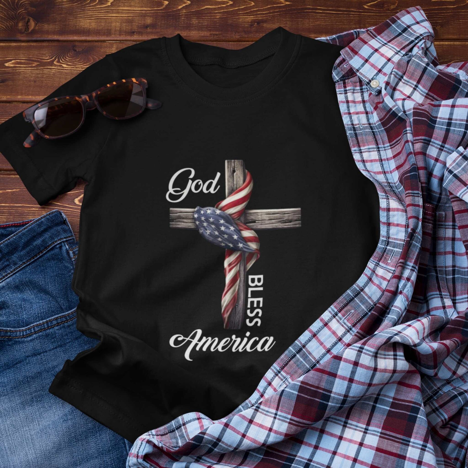 God Bless America Men's Heavy Cotton Tee - ZumBuys