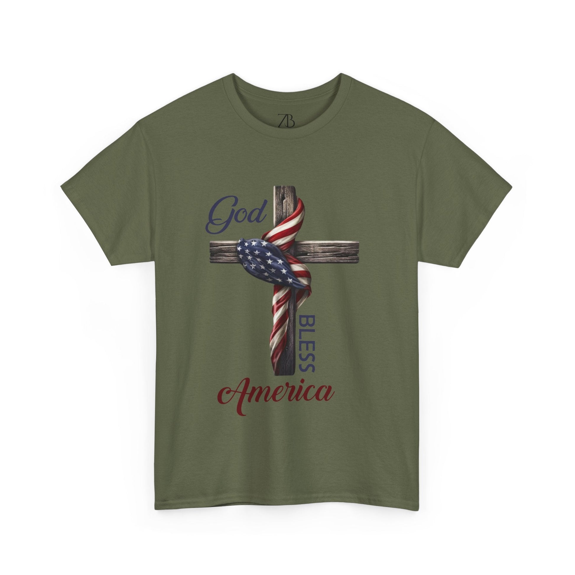 God Bless America Men's Heavy Cotton Tee - ZumBuys