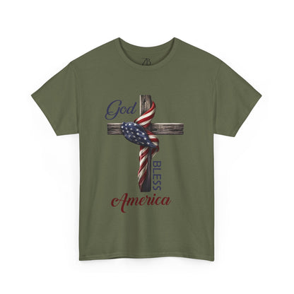 God Bless America Men's Heavy Cotton Tee - ZumBuys